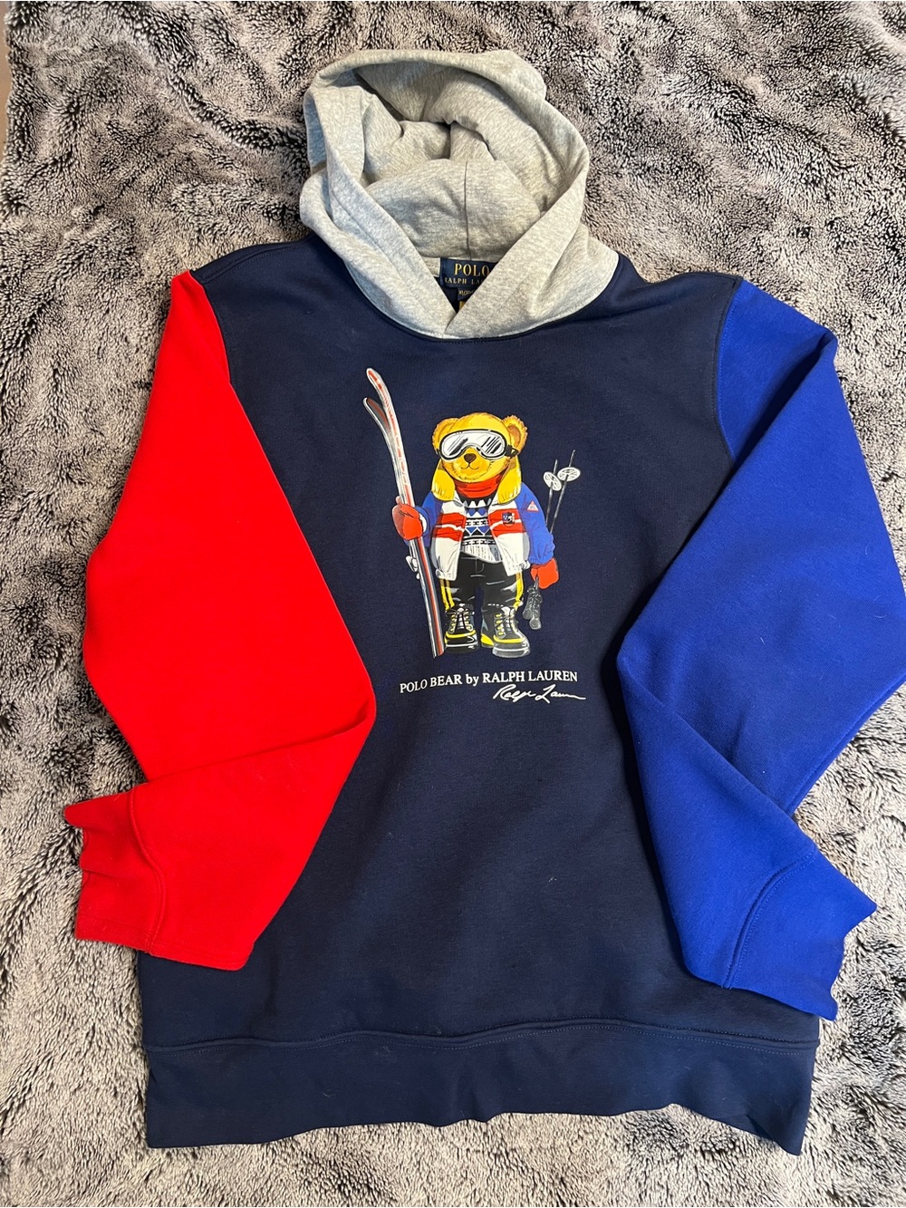 Polo by Ralph Lauren Navy Ski Hoodie with Red & Blue Sleeves